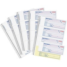 Adams Spiral 2-part Money/Rent Receipt Book 200 Sheet(s) - Spiral Bound - 2 Part - 2.75" x 7.62" Form Size - White, Canary - Assorted Sheet(s) - 5 / Pack