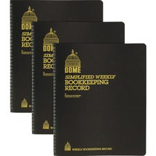 Dome Bookkeeping Record Book 128 Sheet(s) - Wire Bound - 8.75" x 11.25" Sheet Size - Brown Cover - Recycled - 3 / Bundle