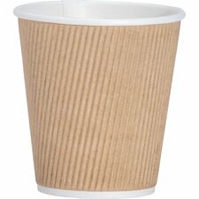 Genuine Joe 10 oz Rippled Hot Cups 10 fl oz - Brown - Hot Drink, Beverage - 25/Pack - 5 / Bundle