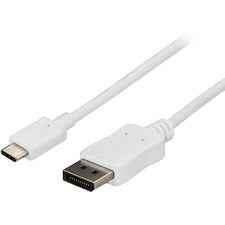 StarTech.com 6 ft / 1.8m USB C to DisplayPort Cable - USB C to DP Cable - 4K 60Hz - White 5.91 ft DisplayPort/Thunderbolt 3 Video Cable Adapter for Video Device, Monitor, Workstation, Projector, MacBook, Chromebook, Notebook, Ultrabook, TV, iPad Pro, MacB