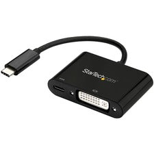 StarTech.com USB-C to DVI Adapter with USB Power Delivery - 1920 x 1200 - Black USB Type C - 1 x DVI-I, DVI - Black - 1 Each