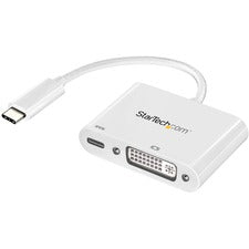 StarTech.com USB-C to DVI Adapter with USB Power Delivery - 1920 x 1200 - White USB Type C - 1 x DVI, 1 x DVI-I, DVI - 1920 x 1200 Supported - White - 1 Each