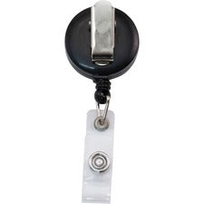 Advantus Snap Clip Retractable ID Reel Black - Sturdy - 12 / Pack