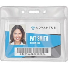 Advantus Vinyl ID Badge Holders Support 3.50" x 2.50" Media - Horizontal - Vinyl - Clear - Durable - 50 / Pack