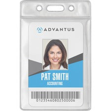 Advantus Vinyl ID Badge Holders Support 2.50" x 3.50" Media - Vertical - Vinyl - Clear - Durable - 50 / Pack