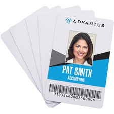 Advantus Blank PVC ID Cards Printable - 2.13" x 3.38" Length - White - Polyvinyl Chloride (PVC) - 100 Pack