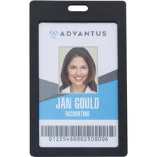 Advantus Vertical Rigid ID Badge Holder Support 2" x 3.25" Media - Vertical - Plastic - Black - 6 / Pack
