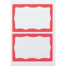 Advantus Color Border Adhesive Name Badges 2 5/8" Height x 3 3/4" Width - Removable Adhesive - Rectangle - White, Red - 100 / Box