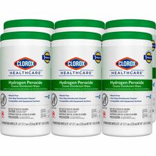 Clorox Healthcare Hydrogen Peroxide Cleaner Disinfectant Wipes 9" Length x 6.75" Width - Recommended For: Soap Scum Remover - Pre-moistened, Disinfectant, Deodorize, Anti-bacterial - White - 95/Tub - 6 / Carton