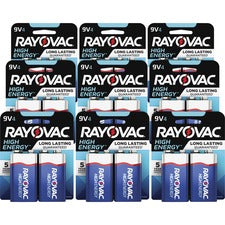 Rayovac High-Energy Alkaline 9-Volt Battery 4-Packs For Multipurpose - 9V - 9 V DC - 4/Pack - 12 / Carton