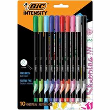 BIC Intensity Porous Point Pen 0.4 mm Fine Pen Point - Assorted Ink - Water Based - Metal Tip - 10 / Pack