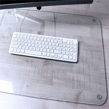 Floortex Desktex® Glaciermat Glass Desk Pad - 19" x 24" Rectangular - 19" Width x 24" Length x 0.20000" Depth - Clear Backing - Tempered Glass - Clear