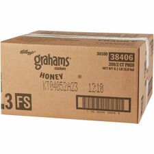 Kellogg's Grahams Honey Crackers Individually Wrapped - Honey - 0.49 oz - 2/Pack - 200 / Carton