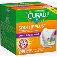 Curad SoothePlus Medium Non-stick Pads 2" Width x 2" Length - White - 25 / Box