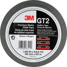 3M Gaffers Cloth Tape 54.60 yd Length x 1.90" Width x 11 mil Thickness - Black - Vinyl - 1 Roll