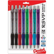 Pentel R.S.V.P. Super RT Retractable Ballpoint Pen 1 mm Pen Point - Retractable - Translucent Barrel - 8 / Pack
