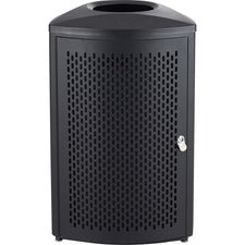 Safco Nook Indoor Waste Receptacle 13 gal Capacity - Triangular - Durable, Powder Coated, Perforated, Corrosion Resistance, Latch Door - 29.5" Height x 16.5" Width x 16.5" Depth - Steel - Black - 1 Each