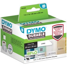 Dymo Multipurpose Label 63/64" Width x 63/64" Length - Square - Direct Thermal - White - Polypropylene - 1700 / Roll - 1 Each