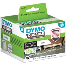 Dymo ID Label 2 21/64" Width x 7 31/64" Length - White - Polypropylene - 170 / Roll - 170 Total Label(s) - 1 Each