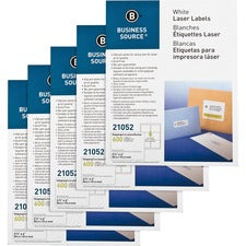 Business Source Bright White Premium-quality Address Labels 3 1/3" Width x 4" Length - Permanent Adhesive - Rectangle - Laser, Inkjet - White - Jam-free - 6 / Sheet - 500 Total Sheets - 600/Pack - 5 / Carton