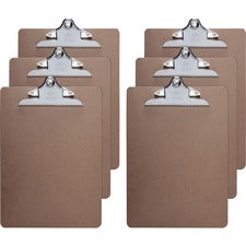 Business Source Hardboard Clipboard Standard - 9" x 12 1/2" Sheet Size - Hardboard - Brown - 6 / Bundle