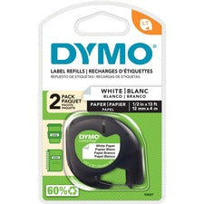 Dymo LetraTag Electronic Labelmaker Tape 1/2" Width - Direct Thermal - White - Paper - Easy Peel - 2/Pack - 3 / Box