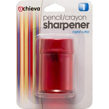 Officemate Double Barrel Pencil/Crayon Sharpener 2 Hole(s) - 2.1" Height x 1.4" Width x 1.4" Depth - Translucent Red - 8 / Box