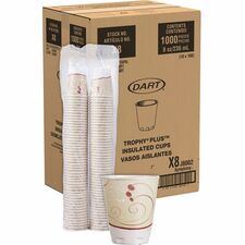 Solo Trophy Plus 8 oz Symphony Insulated Hot/Cold Cups 8 fl oz - Beige - Poly, Polyethylene - Coffee, Tea, Cocoa, Hot Drink, Cold Drink - 100/Pack - 10 / Carton