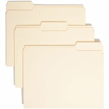 Smead 1/3 Tab Cut Letter Recycled Top Tab File Folder 8 1/2" x 11" - 3/4" Expansion - Top Tab Location - Assorted Tab Position - 11 pt. - 1 Plys - Manila - Sturdy - 10% Recycled - 100/Box - 5 / Carton