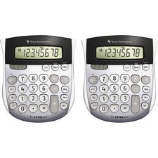 Texas Instruments TI-1795SV SuperView Calculators Dual Power, Angled Display, Sign Change - 8 Digits - LCD - Battery/Solar Powered - 1" Height x 4.3" Width x 5.1" Length - Gray - 2 / Bundle