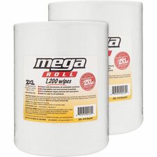2XL Mega Roll Wipes Refill Phenol-free, Alcohol-free, Bleach-free, Perforated - White - 1200/Roll - 2 / Carton