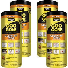 Goo Gone Tough Task Wipes Disposable, Non-abrasive - White - 24/Tub - 4 / Carton