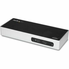 StarTech.com USB 3.0 Dual-Monitor Docking Station - HDMI and DVI / VGA for Notebook - 40 W - USB 3.0 - 2048 x 1152, 1920 x 1200 - 7 x USB Ports - 7 x USB 3.0 - 4 x USB Type-A Ports - USB Type-A - Network (RJ-45) - 1 x HDMI Ports - HDMI - DVI - VGA - Black