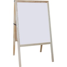 Flipside Dry-erase Board/Chalkboard Easel Natural White/Black Surface - Hardwood Frame - Rectangle - 1 Each