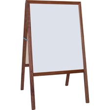 Flipside Dark Frame Signage Easel Stained White/Black Surface - Hardwood Frame - Rectangle - 1 Each