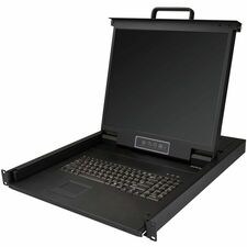 StarTech.com 1U Single Port KVM Console for Server Rack - VGA KVM - 19in 19" LCD - SXGA - 1280 x 1024 - 1 x VGA - Keyboard - TouchPad - 1U High - PC
