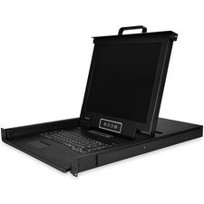 StarTech.com 16-Port Rackmount KVM Console with 17" Display 16 Computer(s) - 17" LCD - SXGA - 1280 x 1024 - 2 x PS/2 Port - 2 x USB - 1 x VGA - 16 - Keyboard - TouchPad - 120 V AC, 230 V AC Input Voltage - 1U High - PC - Steel - Black