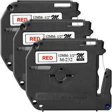 P-touch P-touch Nonlaminated M Series Tape Cartridge 1/2" Width x 26 1/5 ft Length - Rectangle - Direct Thermal - White - Self-adhesive, Non-laminated - 3 / Bundle