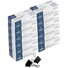 Business Source Fold-back Binder Clips Medium - 1.3" Length x 1.3" Width - 0.63" Size Capacity - Black - Steel - 1 Dozen/Box - 120 / Carton