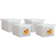 Lorell Stacking File Boxes External Dimensions: 14.2" Width x 18" Depth x 10.8" Height - Media Size Supported: Letter, Legal - Interlocking Closure - Stackable - Plastic - Clear - For File - 4 / Carton