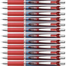EnerGel EnerGel RTX Liquid Gel Pens 0.5 mm Fine Needle Pen Point - Refillable - Retractable - Red Ink - Gel-based - Blue Barrel - Stainless Steel Tip - 12 / Box