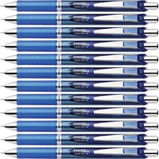 EnerGel EnerGel RTX Liquid Gel Pens 0.5 mm Fine Needle Pen Point - Refillable - Retractable - Blue Ink - Gel-based - Blue Barrel - Stainless Steel Tip - 12 / Box