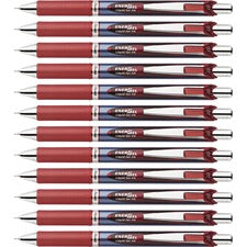 EnerGel EnerGel RTX Liquid Gel Pens 0.7 mm Medium Needle Pen Point - Refillable - Retractable - Red Ink - Gel-based - Blue Barrel - Stainless Steel Tip - 12 / Box