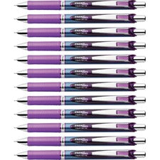 EnerGel EnerGel RTX Liquid Gel Pens 0.7 mm Medium Needle Pen Point - Refillable - Retractable - Violet Ink - Gel-based - Blue Barrel - Stainless Steel Tip - 12 / Box