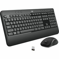 Logitech MK540 Wireless Keyboard Mouse Combo USB Wireless RF Keyboard - Black - USB Wireless RF Mouse - Optical - 1000 dpi - Scroll Wheel - QWERTY - Black - Media Player, Calculator, On/Off Switch, Battery Hot Key(s) - Symmetrical - AA - Compatible with D