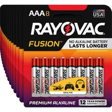 Rayovac Fusion Alkaline AAA Battery 8-Packs For Multipurpose - AAA - 8/Pack - 30 / Carton