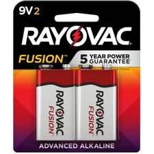 Rayovac 9-Volt Fusion Advanced Alkaline Batteries For Multipurpose - 9 V DC - 2 / Pack