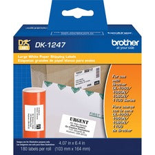 Brother Shipping Label 4 1/16" Width x 6 2/5" Length - White - Paper - Die-cut - 180 / Roll - 180 / Roll