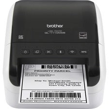 Brother QL-1110NWB Desktop Direct Thermal Printer - Monochrome - Label Print - USB - Bluetooth - Wireless LAN 118.11" Print Length x 4" Print Width - 4.33 in/s Mono - 300 x 300 dpi - 4.08" Label Width
