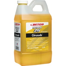 Betco Symplicity FastDraw 26 Citrusuds Pot/Pan Detergent Concentrate - 67.6 fl oz (2.1 quart) - Lemon Scent - Heavy Duty, Long Lasting, Spill Proof, Phosphate-free - Yellow - 1 Each